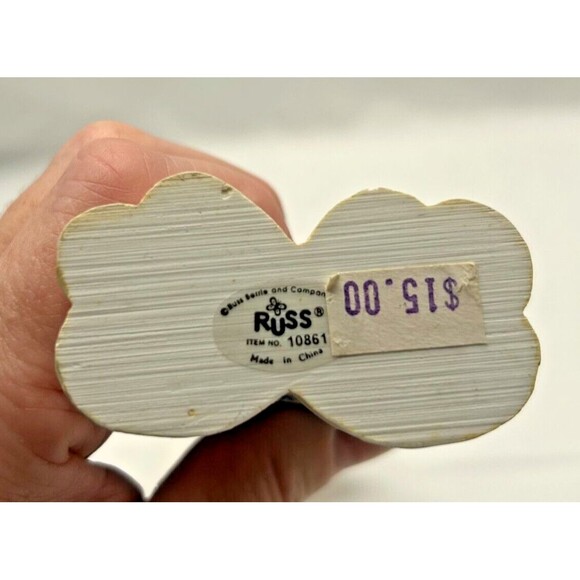 VTG Russ Berrie 10.5" Spring Easter Bunny Resin Rabbit Figure~Country~Farm~Folk - Picture 5 of 8